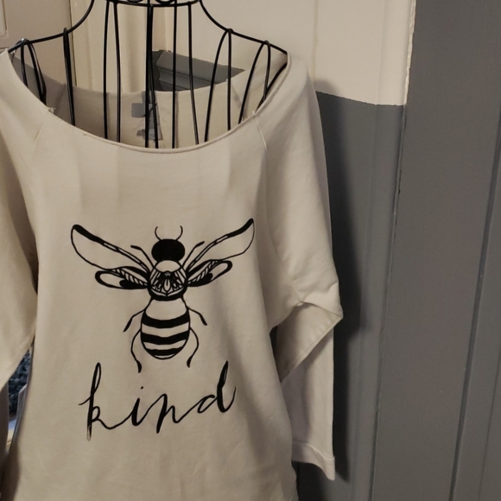 Next Level Apparel White Bee Kind Sweatshirt - Picture 4 of 8